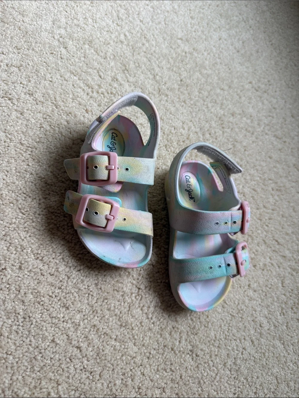 Cat & Jack Pastel Tie-Dye Sandals in Pink, Blue, Yellow
